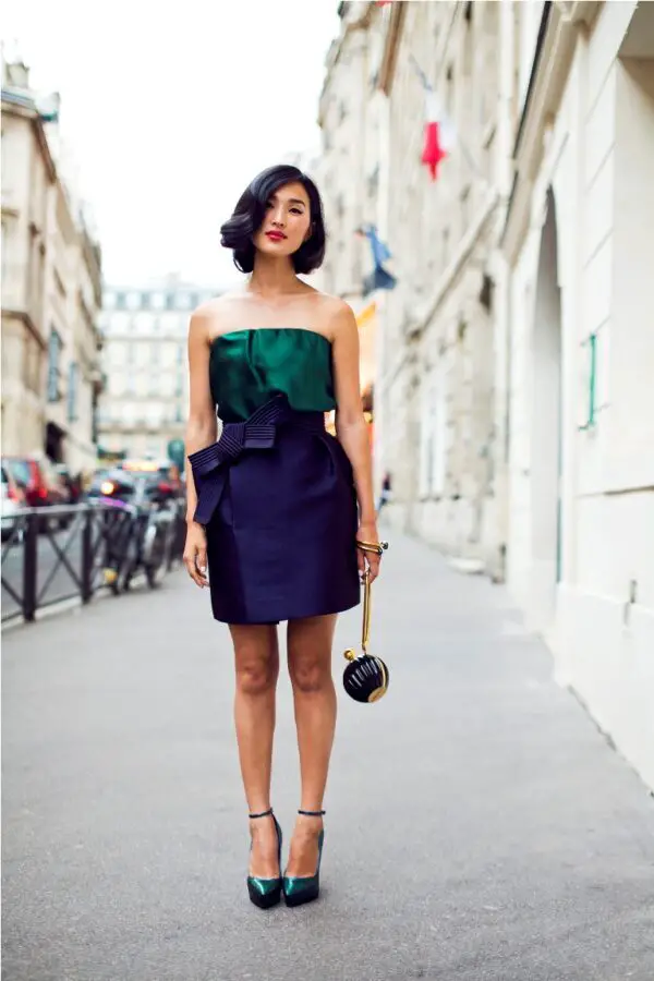 1-olive-green-and-navy-cocktail-dress-with-pearl-clutch-1