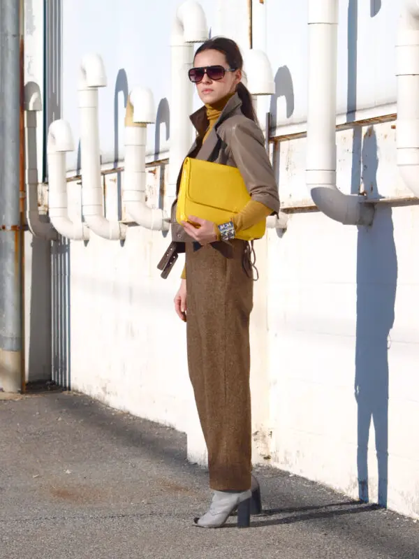 2-brown-pants-and-leather-jacket-with-yellow-clutch