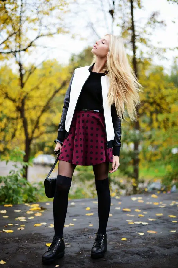 2-leather-jacket-with-preppy-skirt