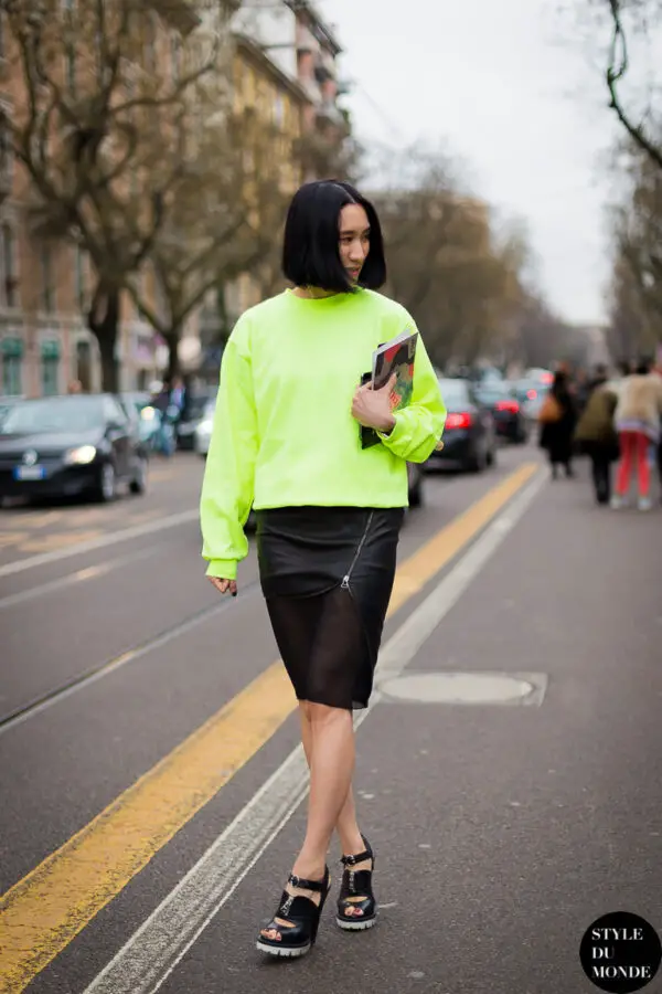 2-neon-sweater-with-black-skirt