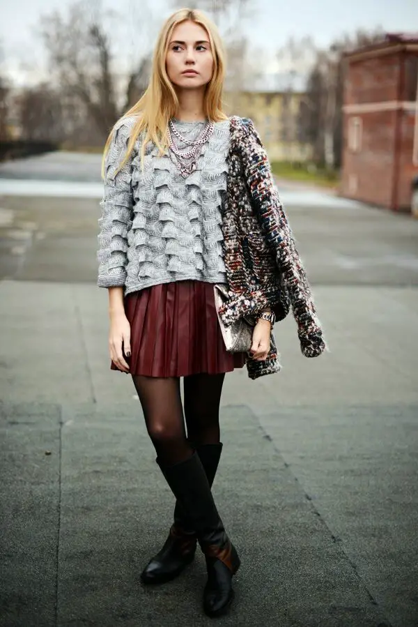 2-ruffled-sweater-with-leather-skirt-and-blazer