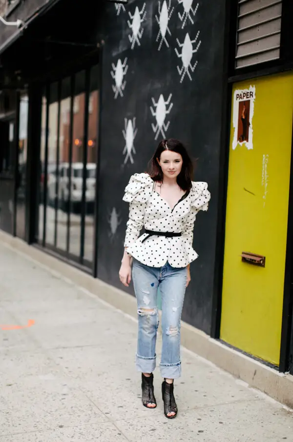 2-victorian-polka-dots-blouse-with-jeans