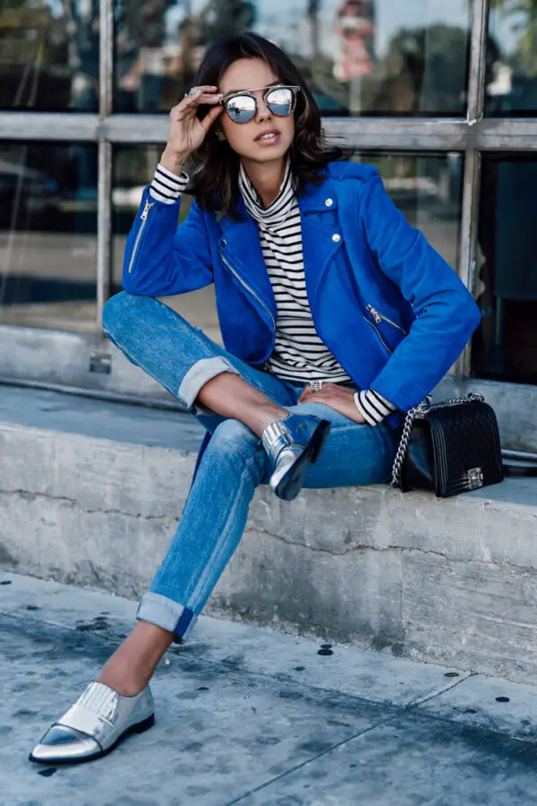 3-cobalt-blue-suede-jacket-with-blue-jeans-and-striped-top