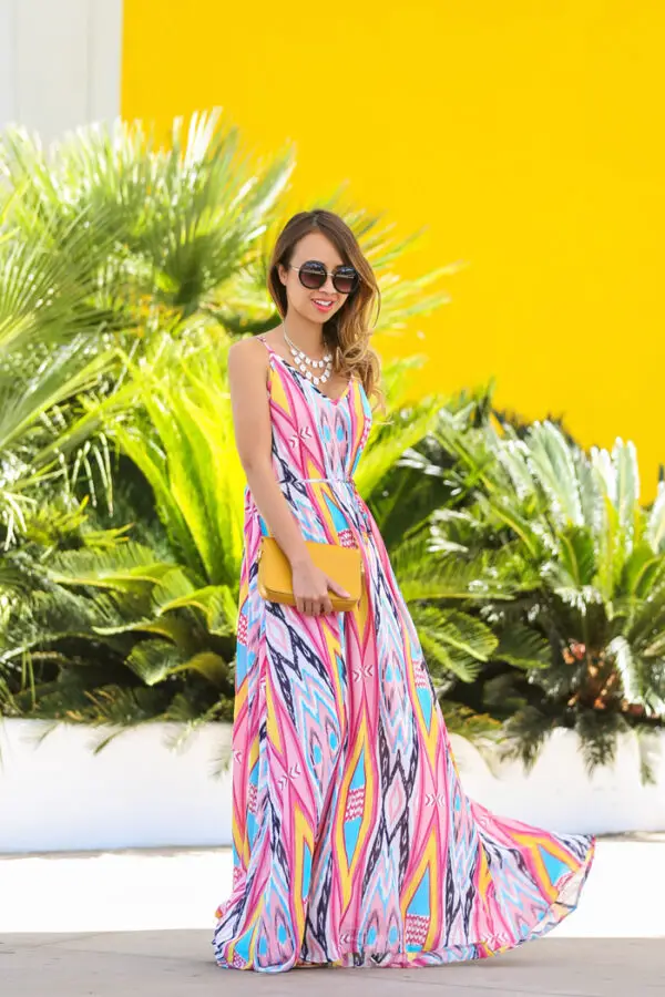 3-colorful-maxi-dress-with-yellow-clutch
