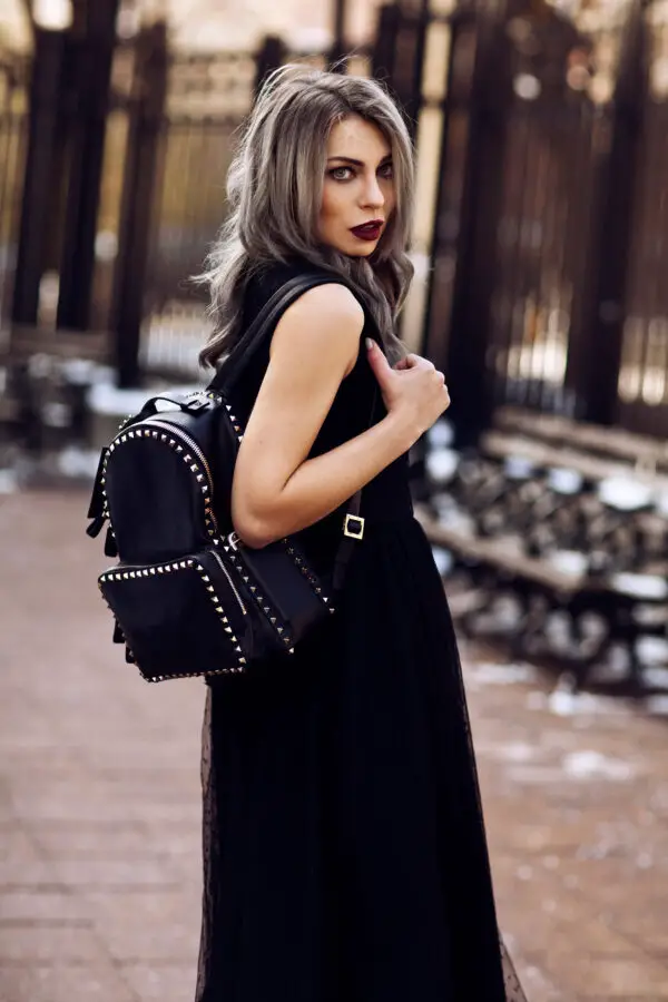 3-edgy-black-dress-with-studded-backpack
