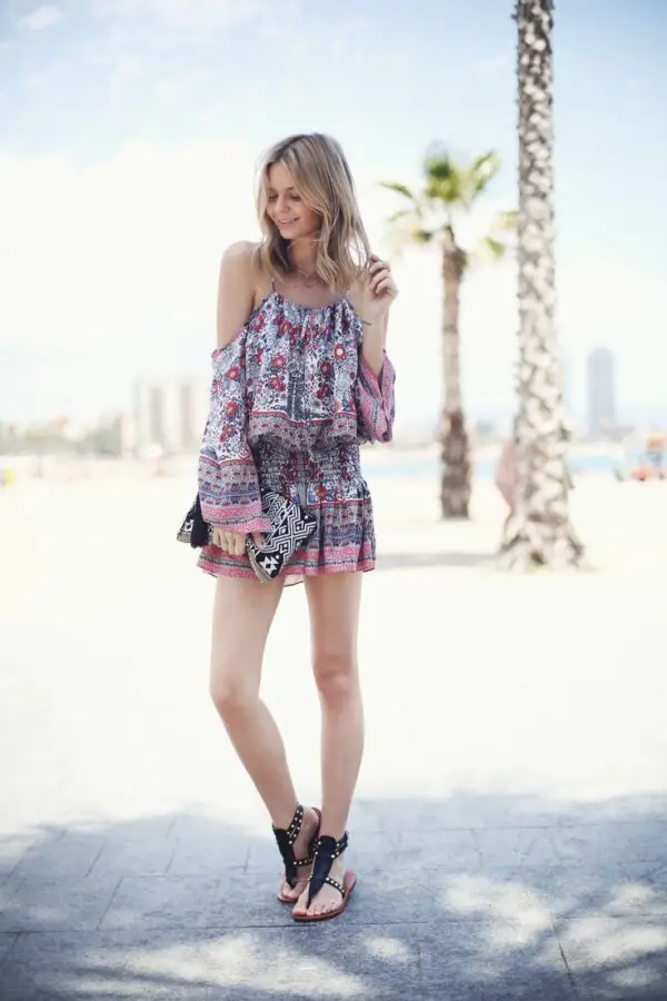 3-printed-cold-shoulder-dress-with-strappy-sandals