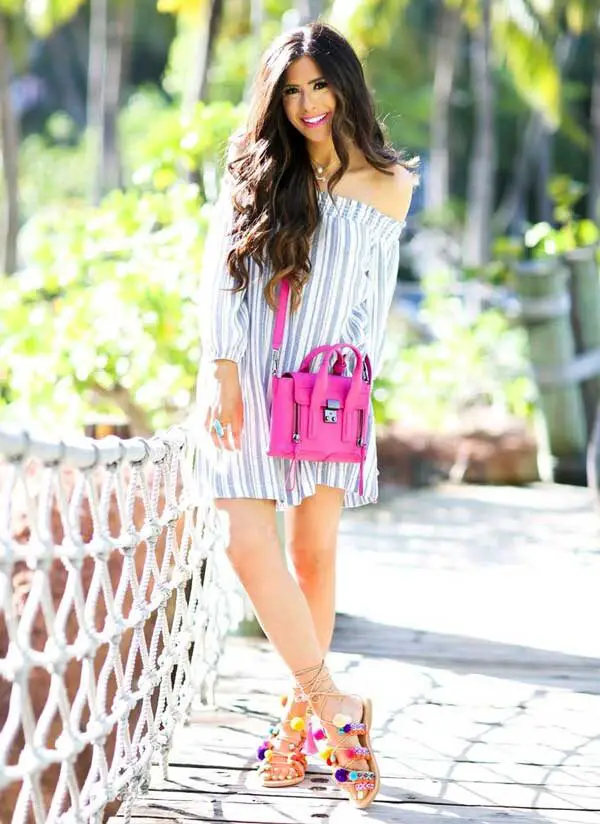 3-striped-dress-with-with-pom-pom-sandals