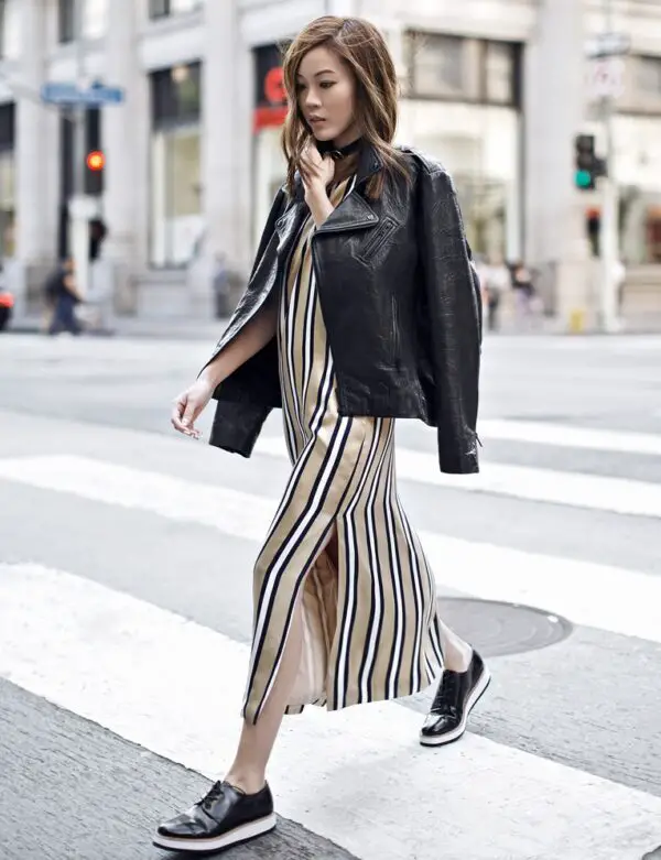 3-striped-shift-dress-with-oxfords-and-leather-jacket-1