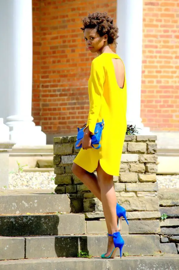 3-yellow-dress-with-blue-clutch-and-shoes