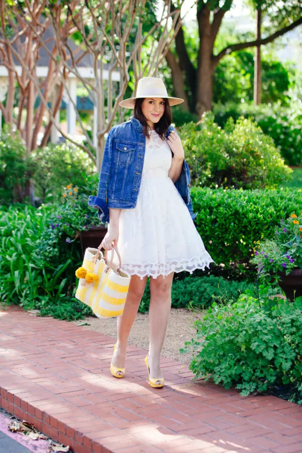 4-lace-dress-with-denim-jacket-and-yellow-bag-and-peep-toe-sandals