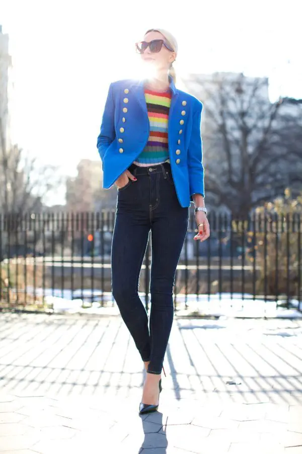 4-rainbow-striped-top-with-blue-blazer-and-high-waist-jeans