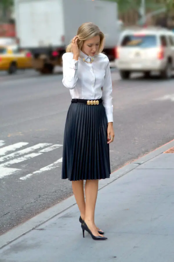 4-white-button-down-shirt-with-black-accordion-skirt