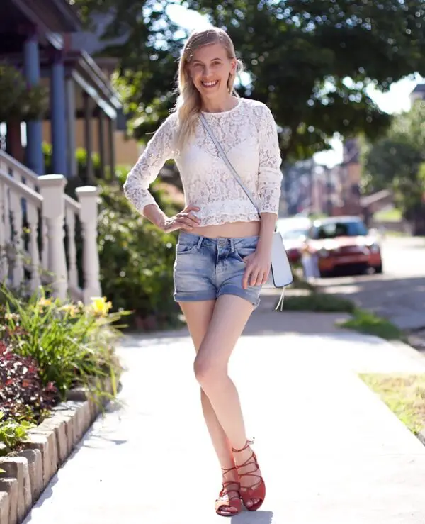 5-long-sleeved-lace-top-with-denim-shorts