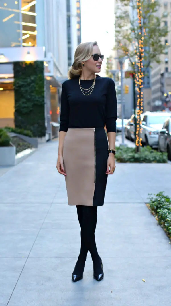 5-necklace-with-black-top-and-color-paneled-skirt