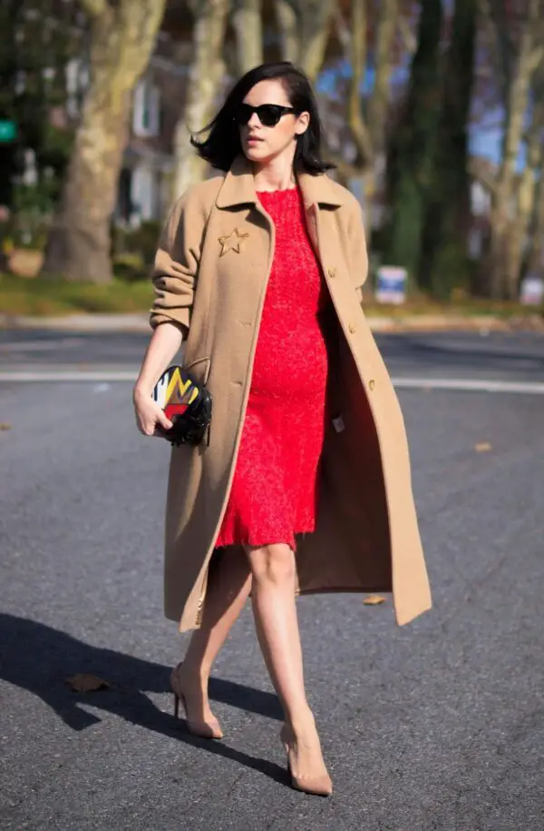 5-red-dress-with-camel-coat-and-nude-pumps
