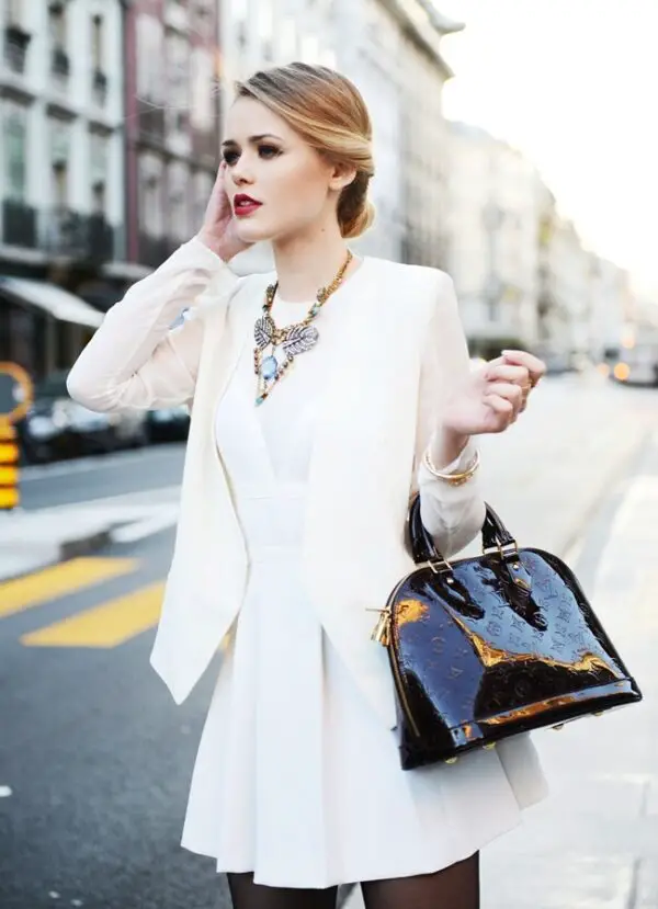 5-white-dress-with-statement-necklace-and-designer-bag