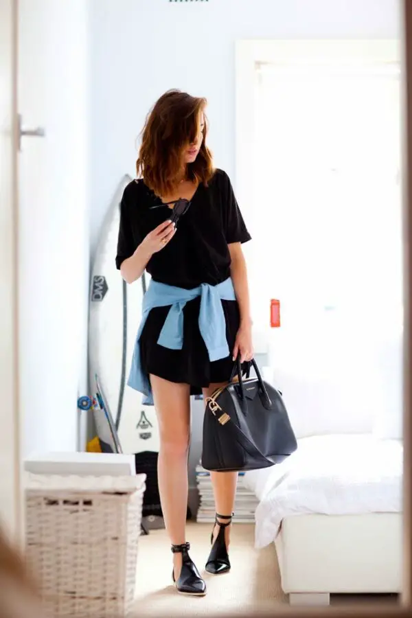6-black-shift-dress-with-chambray-shirt-and-edgy-footwear