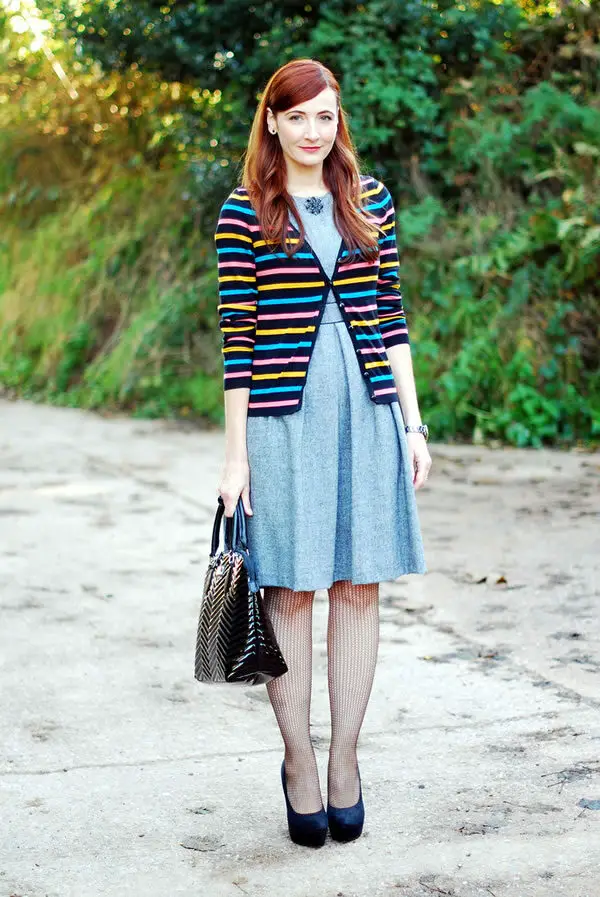 6-colorful-striped-blazer-with-pastel-dress
