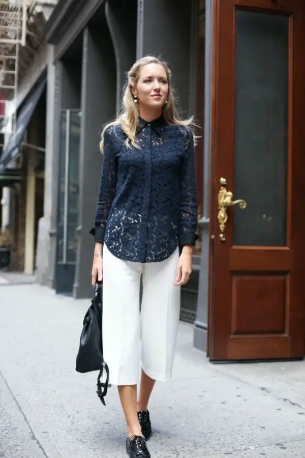 7-culottes-with-lace-blouse-and-loafers