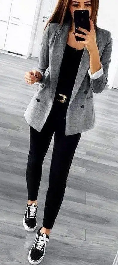 grey-and-black-office-outfit-with-sneakers