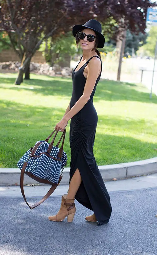 ankle-boots-and-black-maxi-dress-summer-outfit