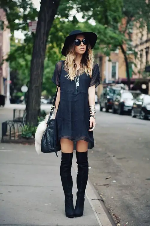 black-dress-with-boots