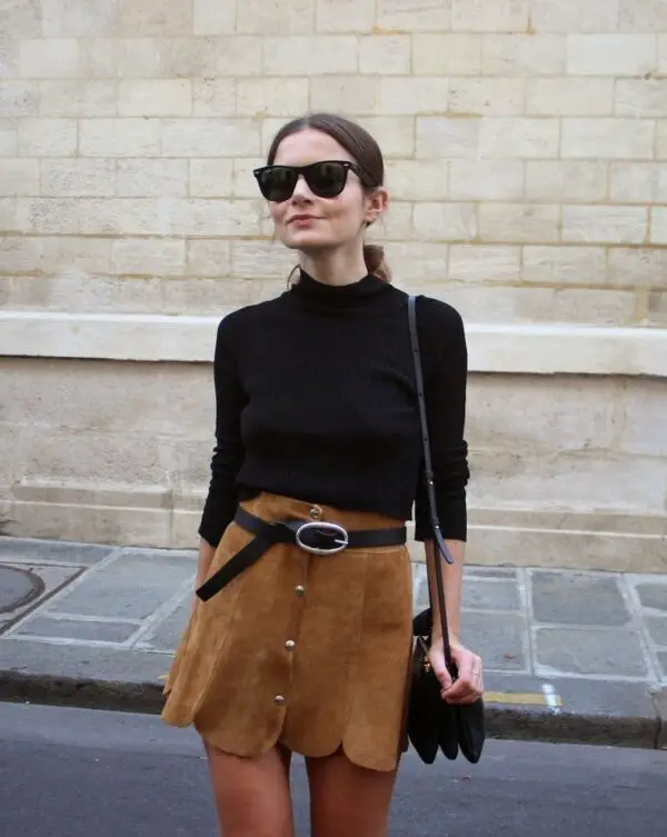 black-top-and-brown-skirt