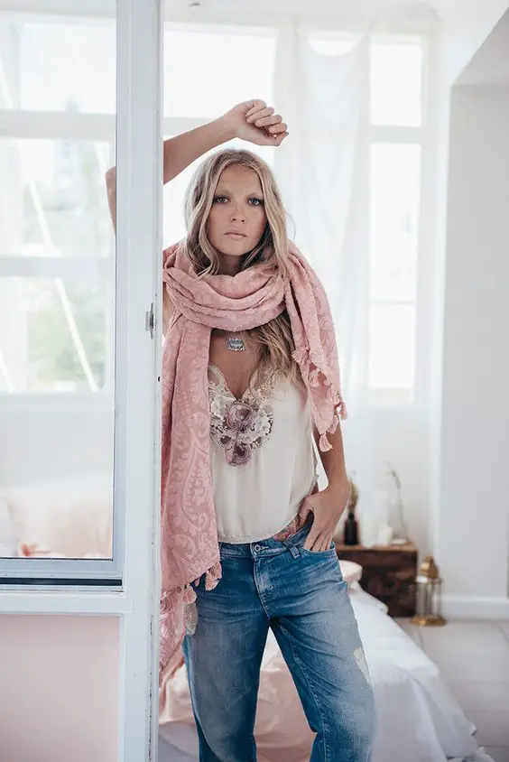 boheamin-pink-scarfshawl-outfit-idea