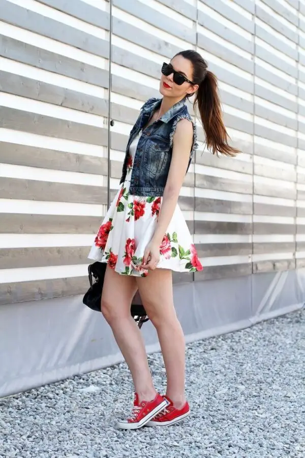 floral-dress-and-red-converse