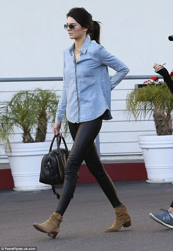leather-leggings-and-chambray-shirt