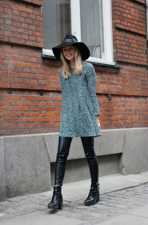 leather-pants-and-sweater-dress-accessorized-with-a-hat-2