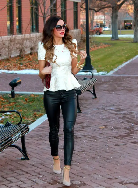 leather-pants-and-white-peplum-top