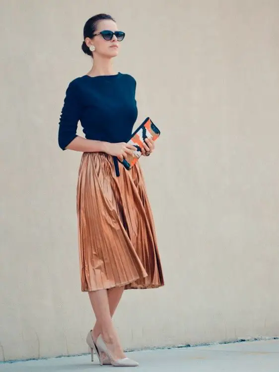metallic-pleated-skirt