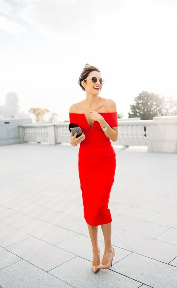 one-piece-off-shoulder-dress-in-red