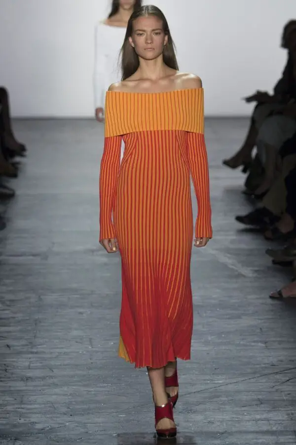 orange-off-shoulder-dress