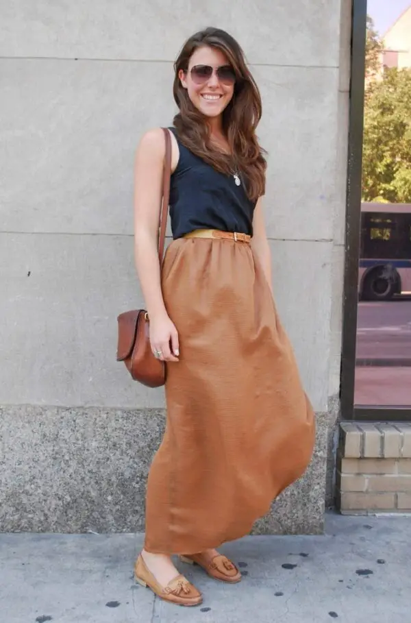 skirt-and-tan-loafers