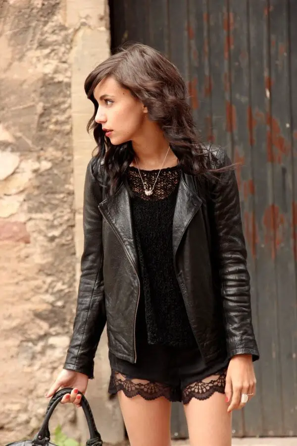 spunky-black-leather-and-lace-outfit