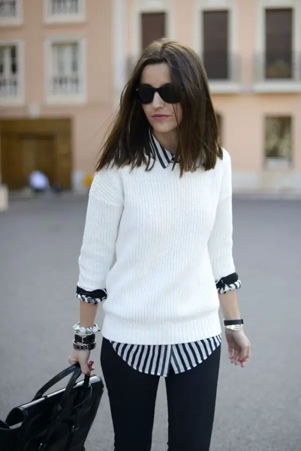 white-sweater-and-button-down