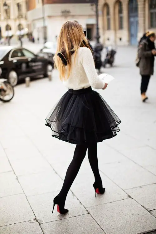 white-sweater-black-skirt